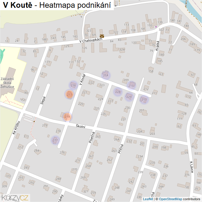 Mapa V Koutě - Firmy v ulici.