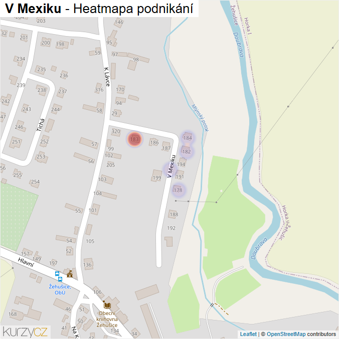 Mapa V Mexiku - Firmy v ulici.