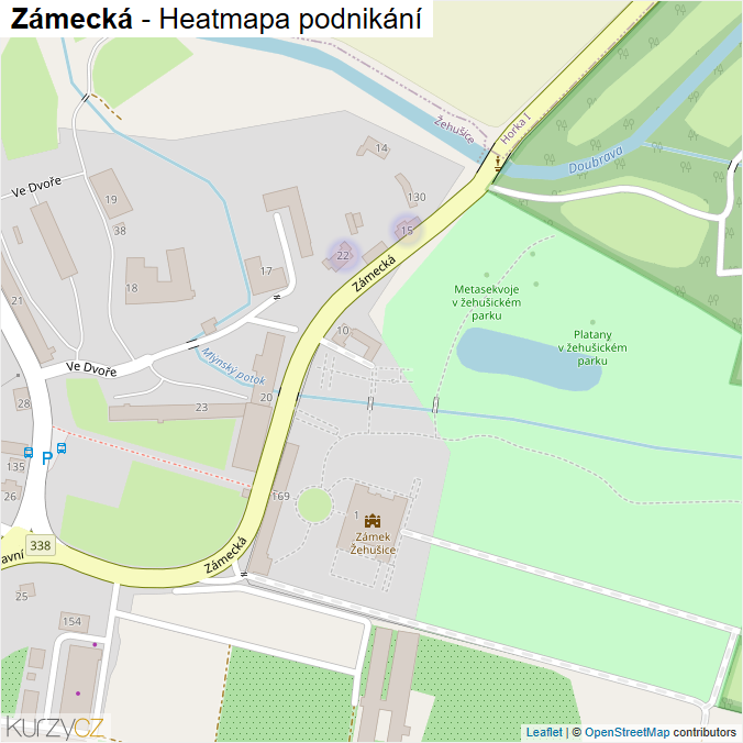 Mapa Zámecká - Firmy v ulici.