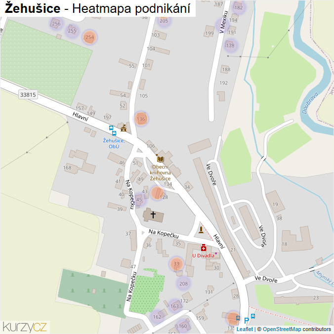 Mapa Žehušice - Firmy v části obce.