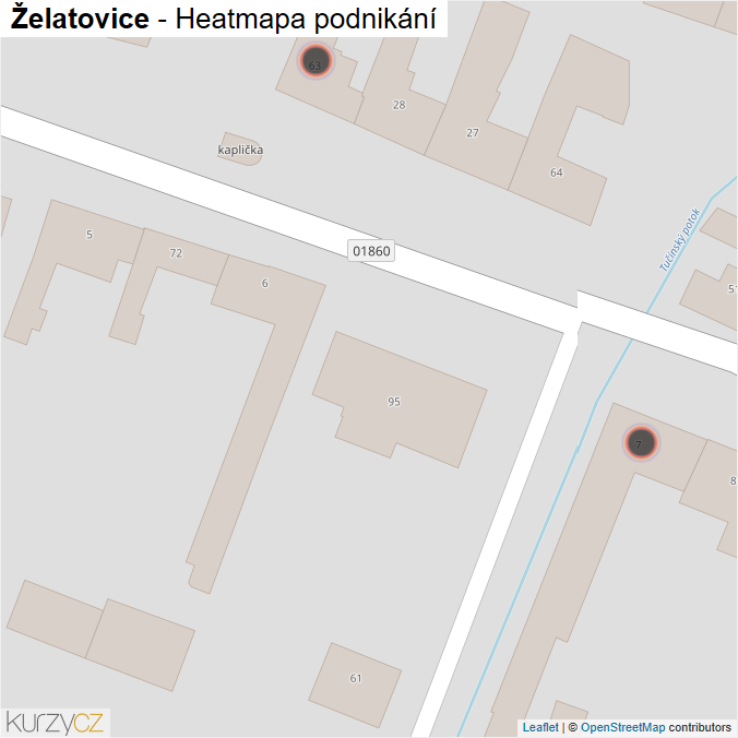 Mapa Želatovice - Firmy v obci.