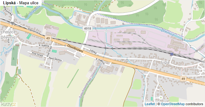 Lipská - mapa ulice