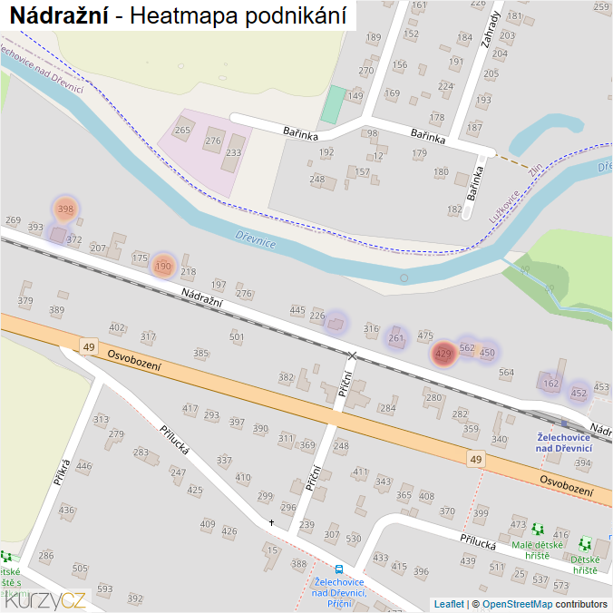 Mapa Nádražní - Firmy v ulici.