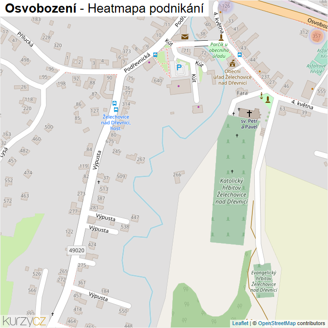 Mapa Osvobození - Firmy v ulici.