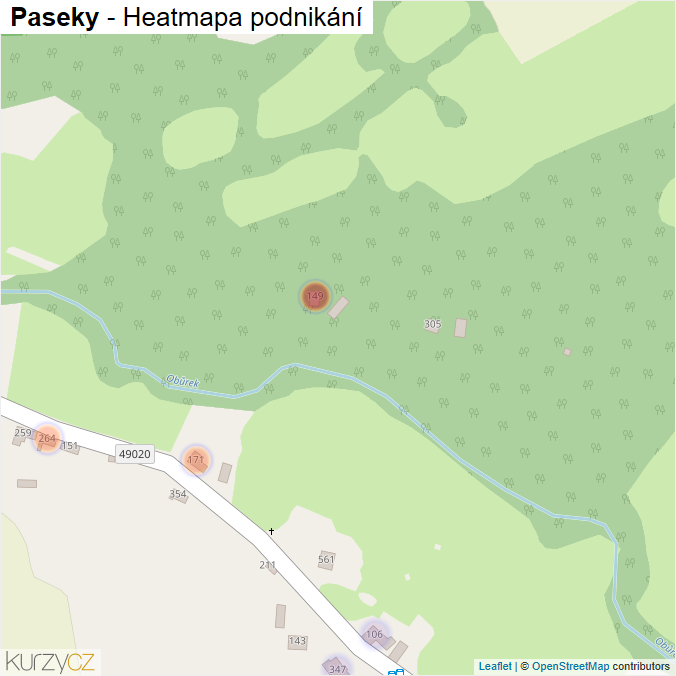 Mapa Paseky - Firmy v ulici.