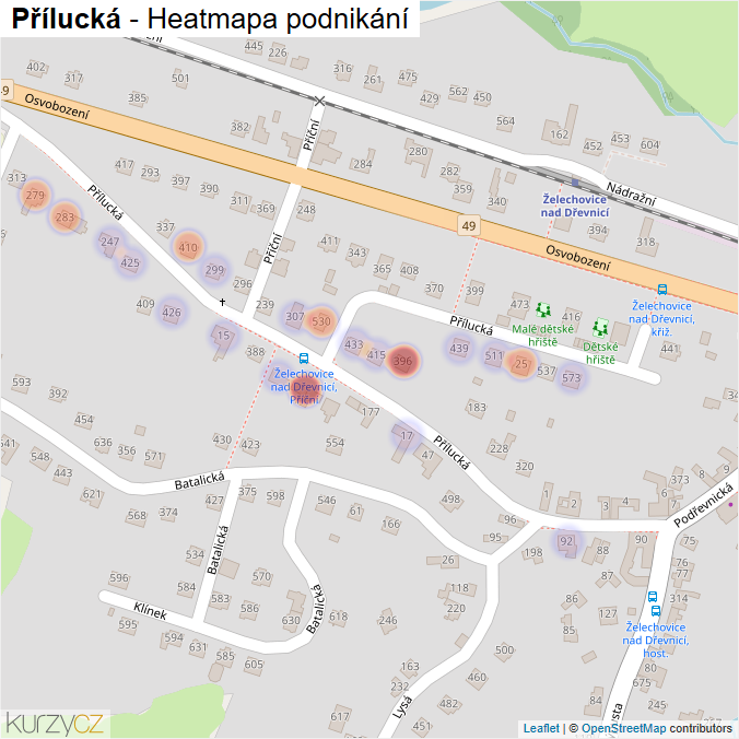 Mapa Přílucká - Firmy v ulici.