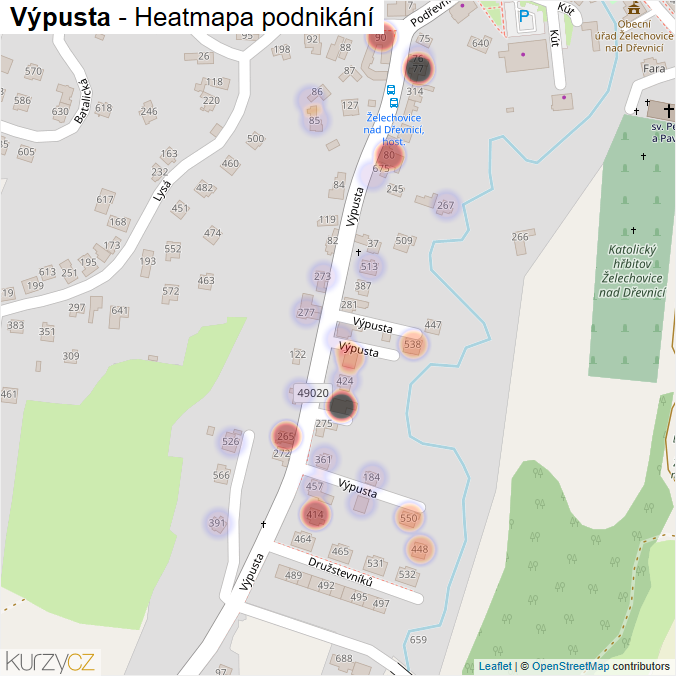 Mapa Výpusta - Firmy v ulici.