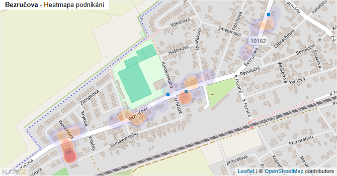 Bezručova - mapa podnikání