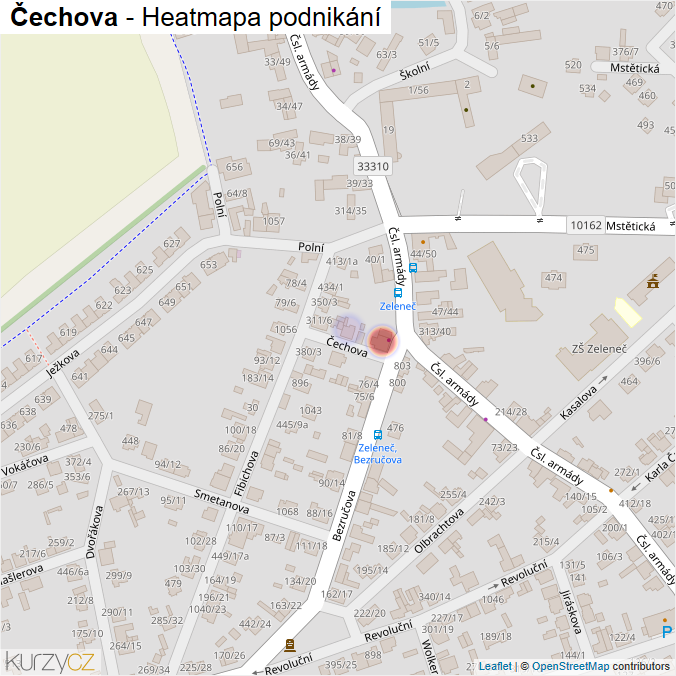 Mapa Čechova - Firmy v ulici.
