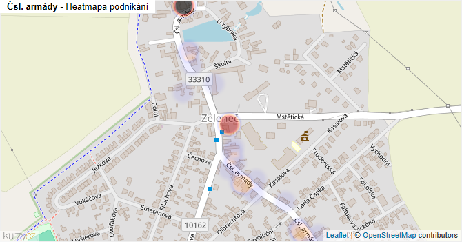 Čsl. armády - mapa podnikání