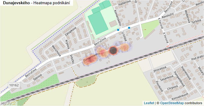 Dunajevského - mapa podnikání