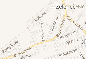 Dvořákova v obci Zeleneč - mapa ulice