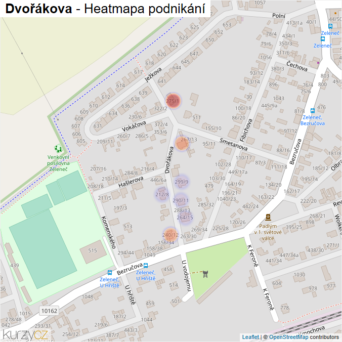 Mapa Dvořákova - Firmy v ulici.