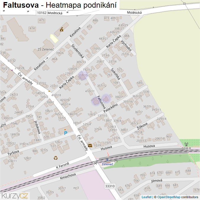 Mapa Faltusova - Firmy v ulici.
