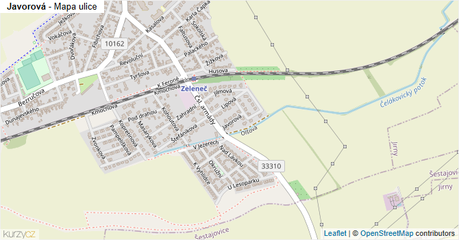 Javorová - mapa ulice