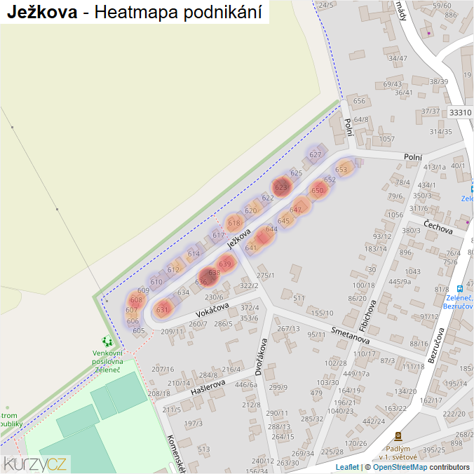 Mapa Ježkova - Firmy v ulici.