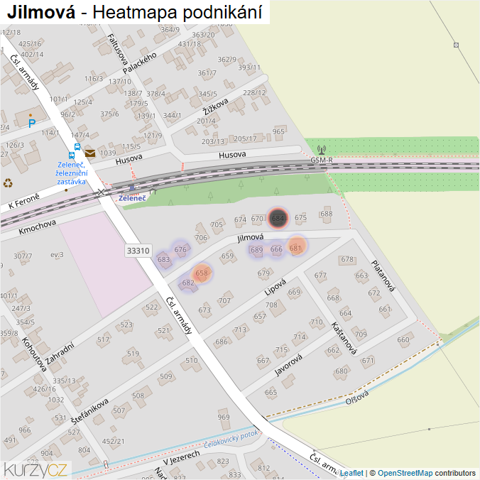 Mapa Jilmová - Firmy v ulici.