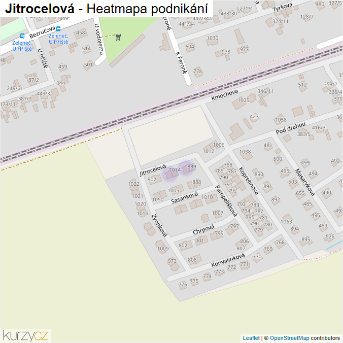Mapa Jitrocelová - Firmy v ulici.