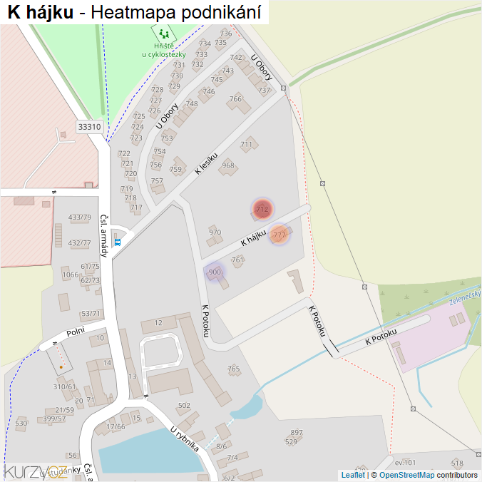 Mapa K hájku - Firmy v ulici.