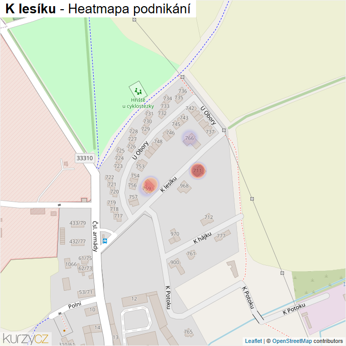 Mapa K lesíku - Firmy v ulici.