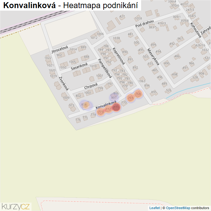 Mapa Konvalinková - Firmy v ulici.