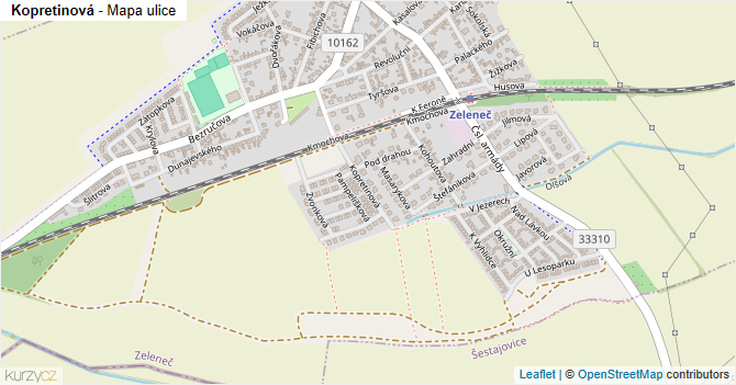 Kopretinová - mapa ulice