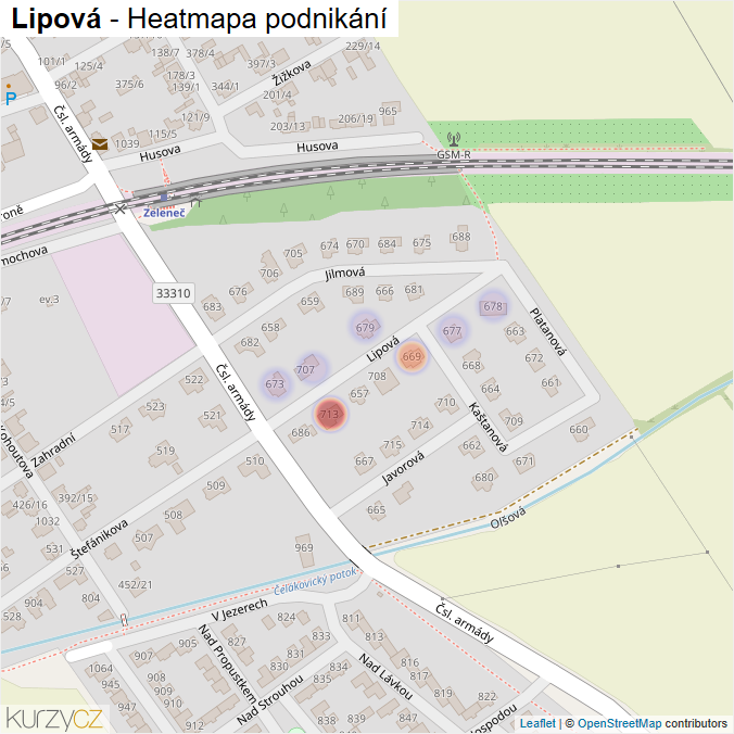 Mapa Lipová - Firmy v ulici.