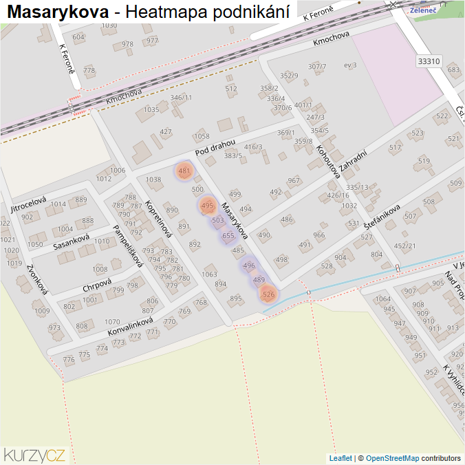 Mapa Masarykova - Firmy v ulici.