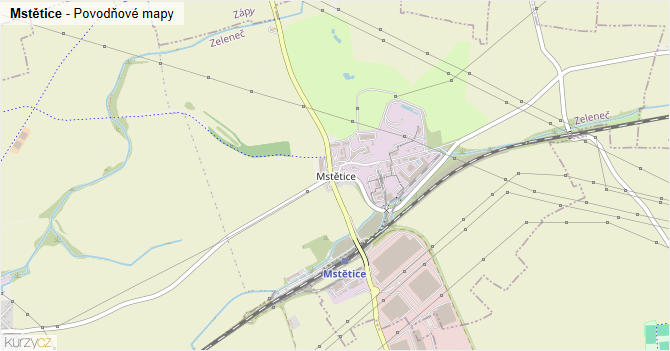 Mstětice - záplavové mapy stoleté vody