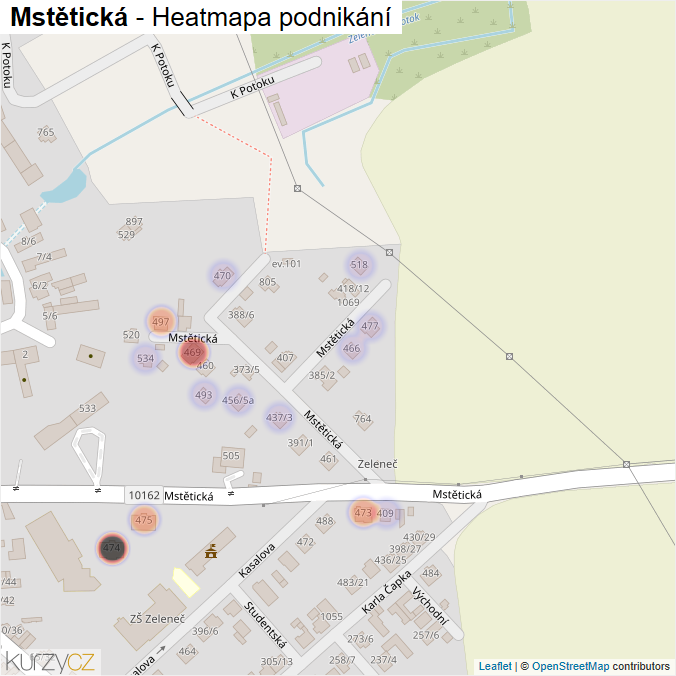 Mapa Mstětická - Firmy v ulici.