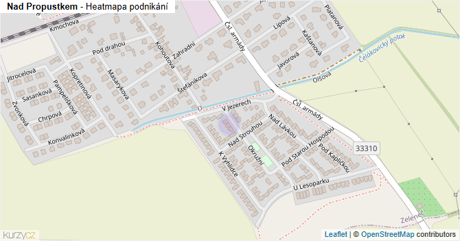 Nad Propustkem - mapa podnikání