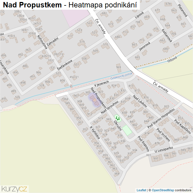 Mapa Nad Propustkem - Firmy v ulici.