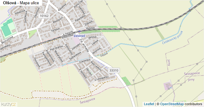 Olšová - mapa ulice