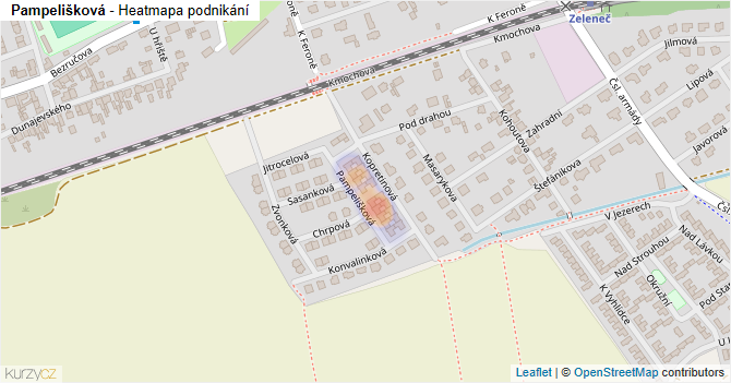 Pampelišková - mapa podnikání
