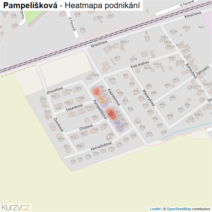 Mapa Pampelišková - Firmy v ulici.