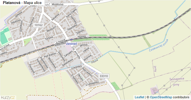 Platanová - mapa ulice