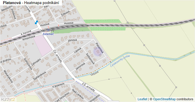 Platanová - mapa podnikání