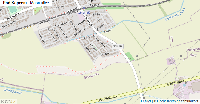 Pod Kopcem - mapa ulice