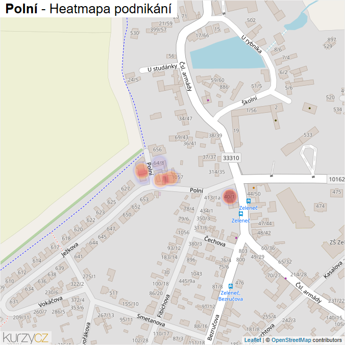Mapa Polní - Firmy v ulici.