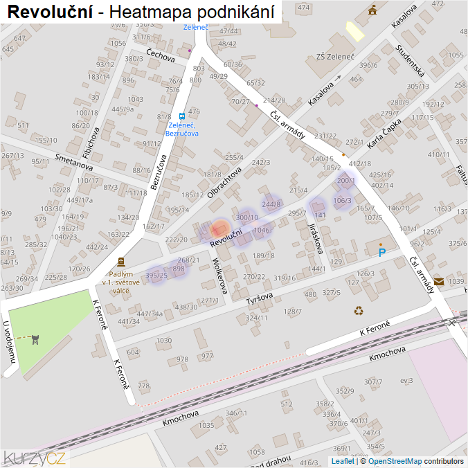 Mapa Revoluční - Firmy v ulici.