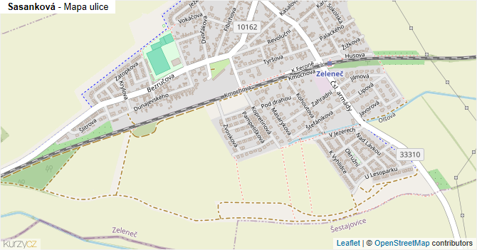 Sasanková - mapa ulice