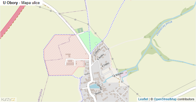 U Obory - mapa ulice