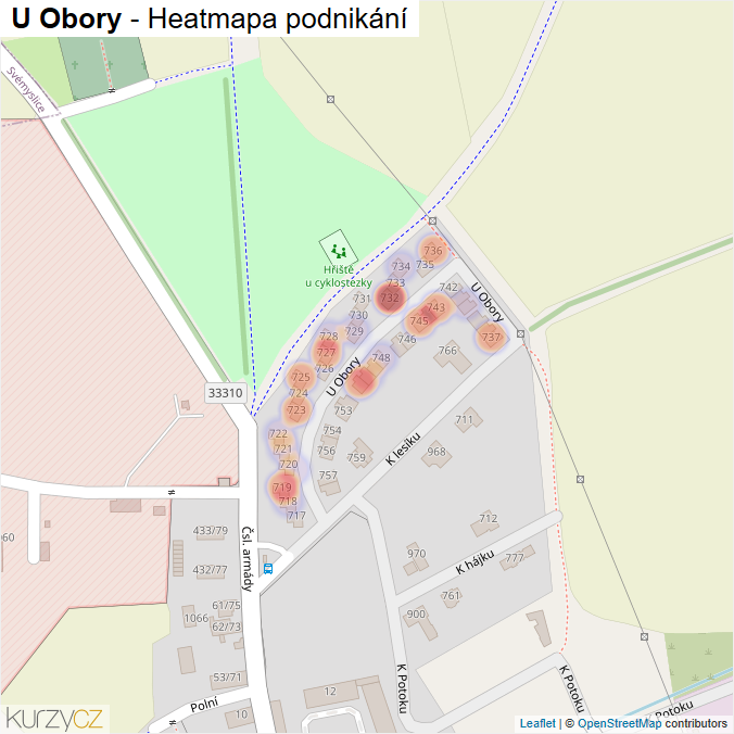 Mapa U Obory - Firmy v ulici.
