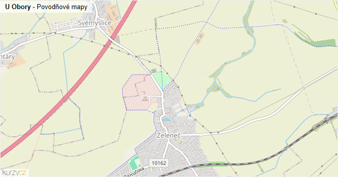 U Obory - záplavové mapy stoleté vody
