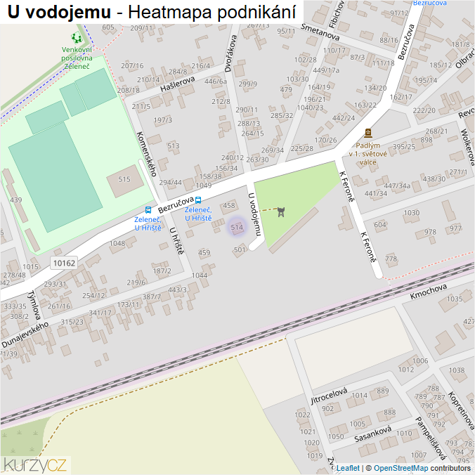 Mapa U vodojemu - Firmy v ulici.