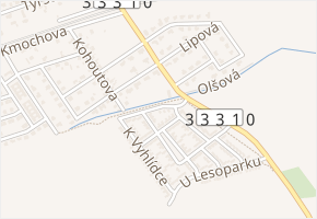 V Jezerech v obci Zeleneč - mapa ulice