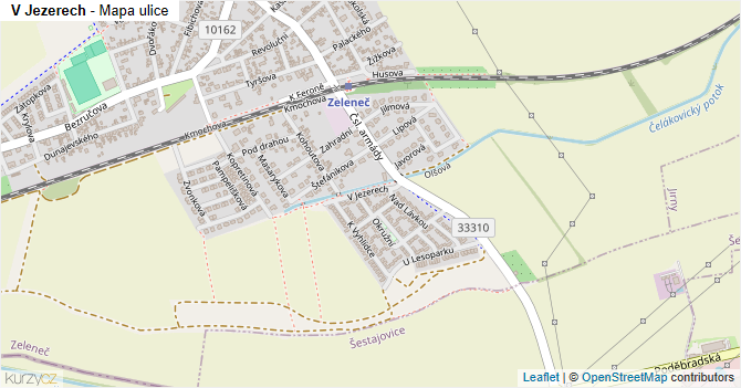 V Jezerech - mapa ulice