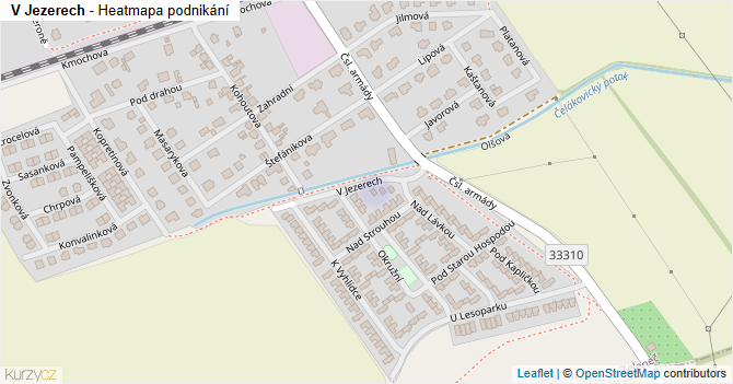 V Jezerech - mapa podnikání