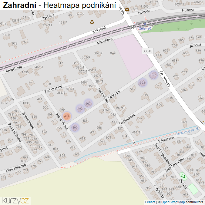 Mapa Zahradní - Firmy v ulici.
