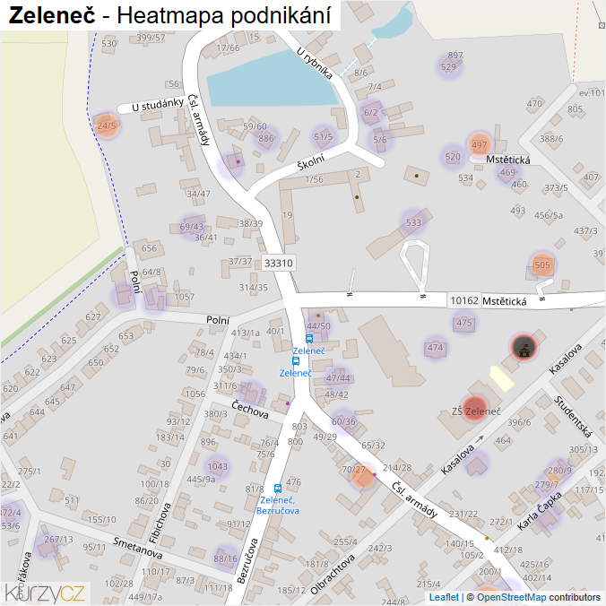 Mapa Zeleneč - Firmy v části obce.